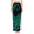 Watercolor Octopus Print High Slit Maxi Skirt