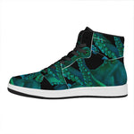 Watercolor Octopus Print High Top Leather Sneakers