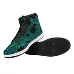 Watercolor Octopus Print High Top Leather Sneakers