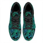 Watercolor Octopus Print High Top Leather Sneakers