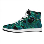 Watercolor Octopus Print High Top Leather Sneakers