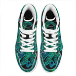 Watercolor Octopus Print High Top Leather Sneakers