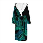 Watercolor Octopus Print Hooded Bathrobe