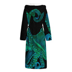 Watercolor Octopus Print Hooded Bathrobe