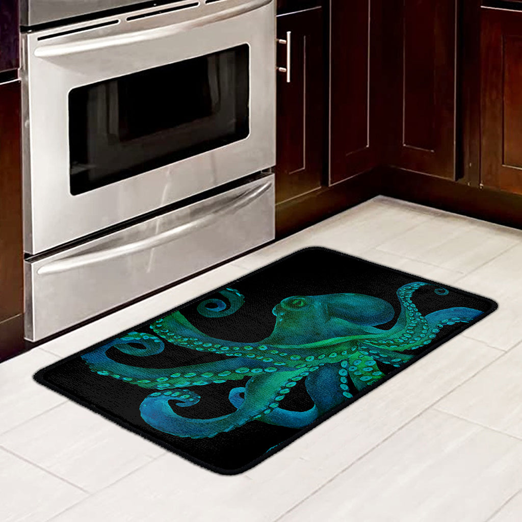 Watercolor Octopus Print Kitchen Mat