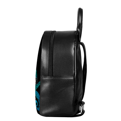 Watercolor Octopus Print Leather Backpack