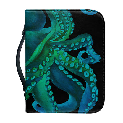 Watercolor Octopus Print Leather Bible Cover