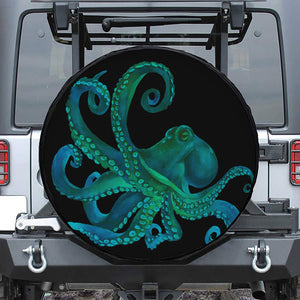 Watercolor Octopus Print Leather Spare Tire Cover