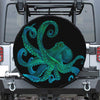 Watercolor Octopus Print Leather Spare Tire Cover