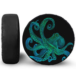 Watercolor Octopus Print Leather Spare Tire Cover