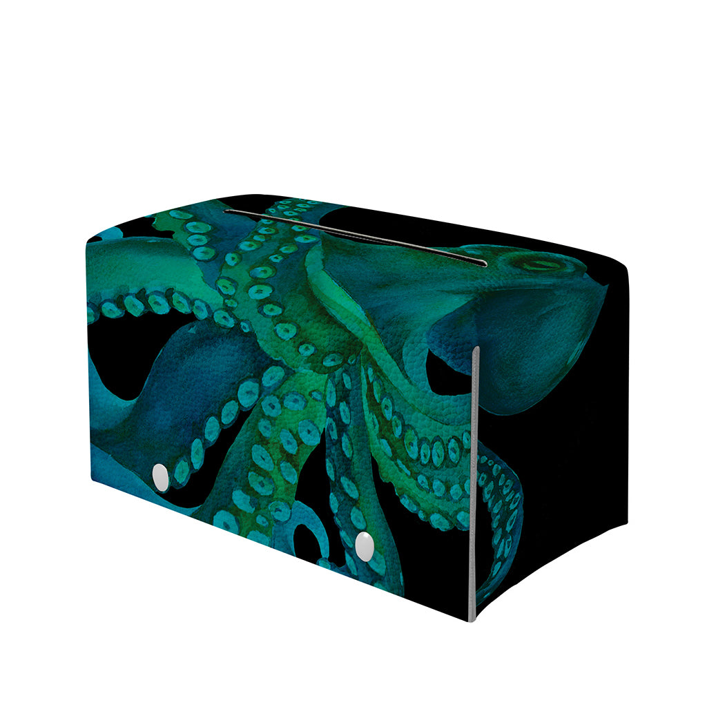 Watercolor Octopus Print Leather Tissue Box Cover