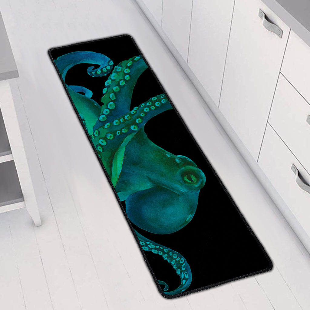 Watercolor Octopus Print Long Kitchen Mat