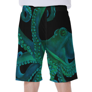 Watercolor Octopus Print Men's Beach Shorts