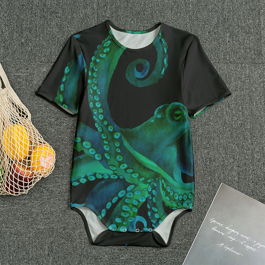 Watercolor Octopus Print Men's Bodysuit