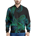 Watercolor Octopus Print Men's Bomber Jacket