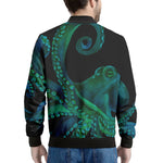 Watercolor Octopus Print Men's Bomber Jacket