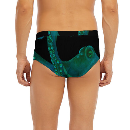 Watercolor Octopus Print Men's Briefs