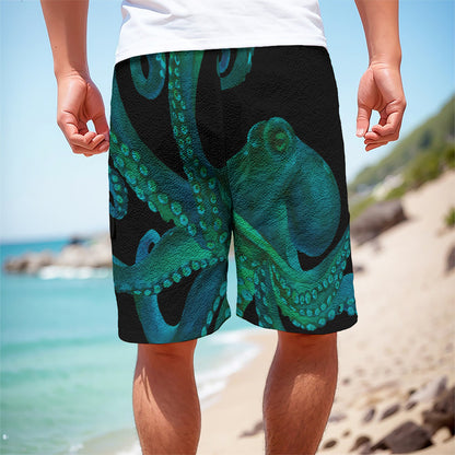 Watercolor Octopus Print Men's Cargo Shorts