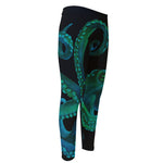 Watercolor Octopus Print Men's Compression Pants