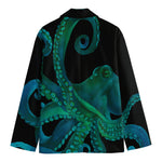 Watercolor Octopus Print Men's Cotton Blazer