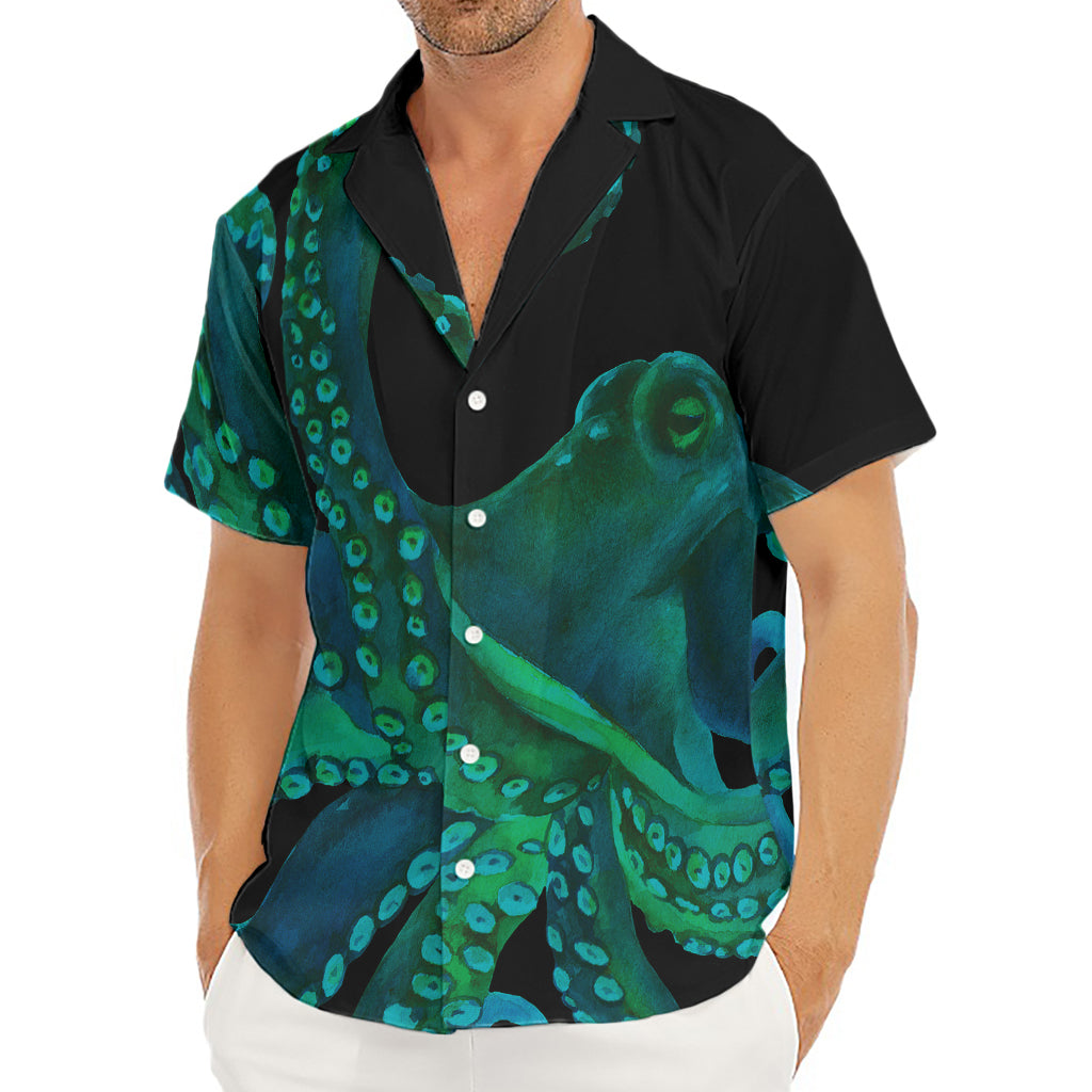 Watercolor Octopus Print Men's Deep V-Neck Shirt