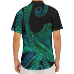 Watercolor Octopus Print Men's Deep V-Neck Shirt
