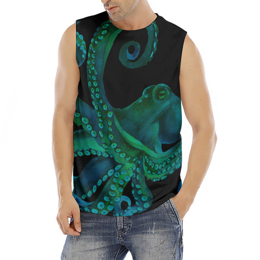 Watercolor Octopus Print Men's Fitness Tank Top