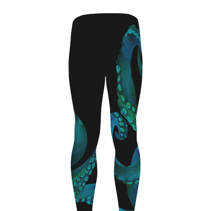 Watercolor Octopus Print Men's leggings