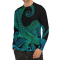Watercolor Octopus Print Men's Long Sleeve Rash Guard