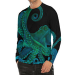 Watercolor Octopus Print Men's Long Sleeve Rash Guard