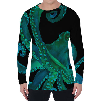 Watercolor Octopus Print Men's Long Sleeve T-Shirt