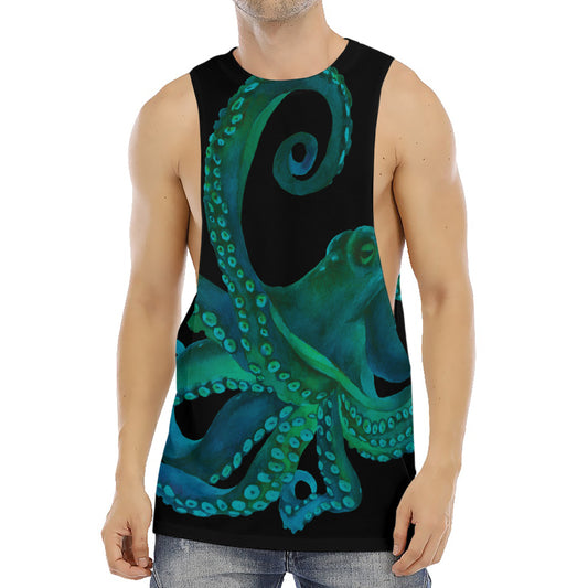 Watercolor Octopus Print Men's Muscle Tank Top