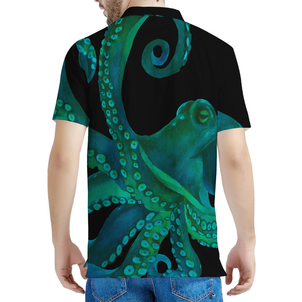 Watercolor Octopus Print Men's Polo Shirt