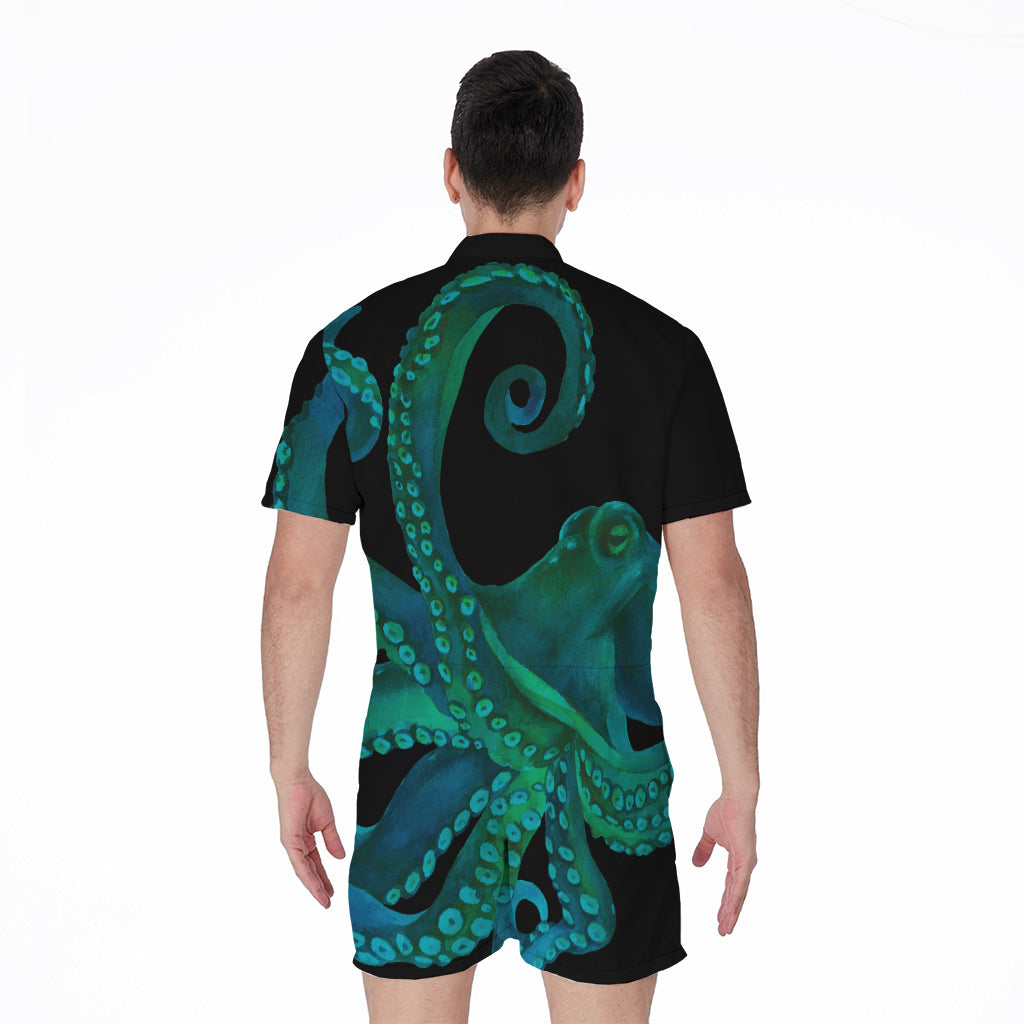 Watercolor Octopus Print Men's Rompers
