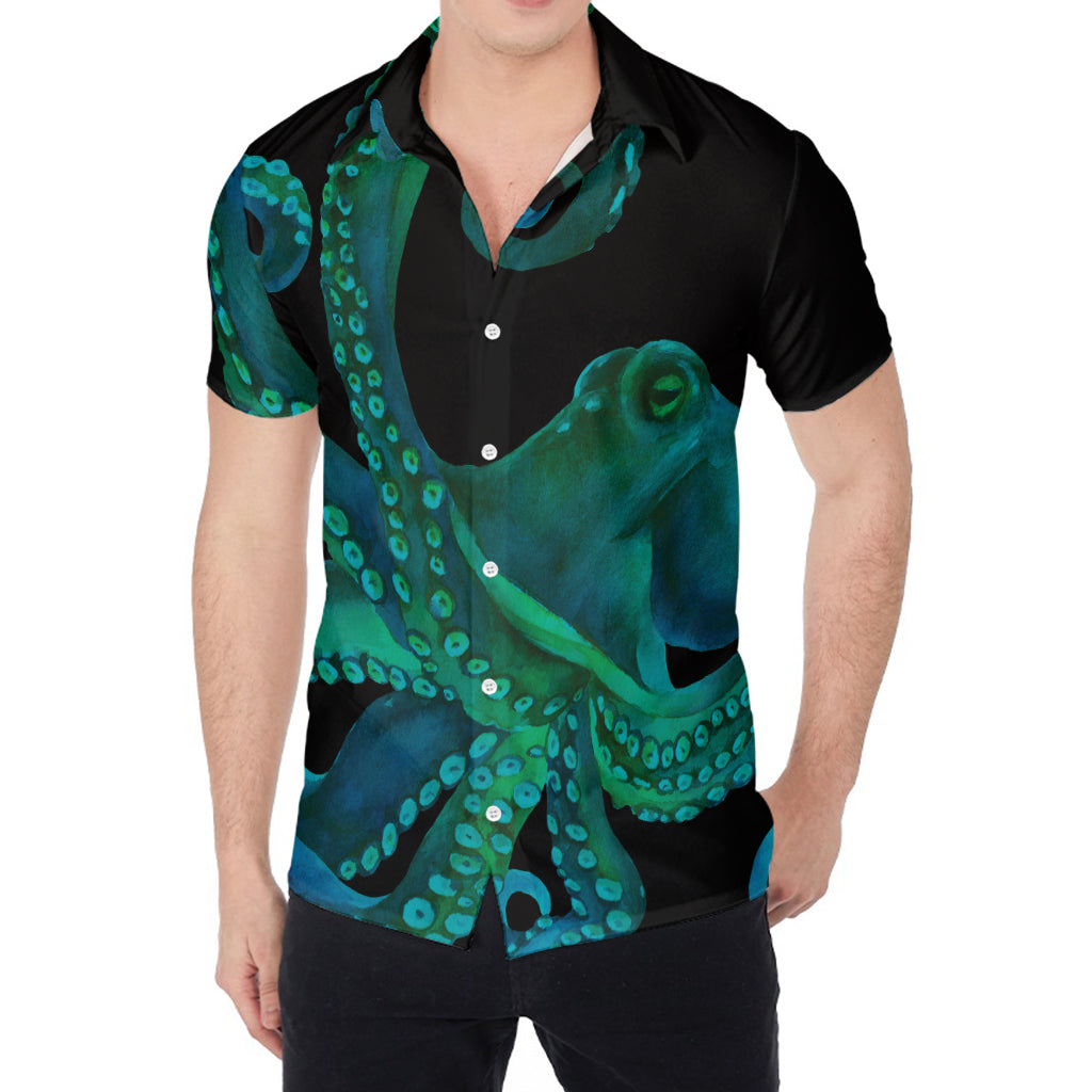 Watercolor Octopus Print Men's Shirt