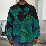 Watercolor Octopus Print Men's Shirt Jacket