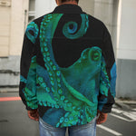 Watercolor Octopus Print Men's Shirt Jacket