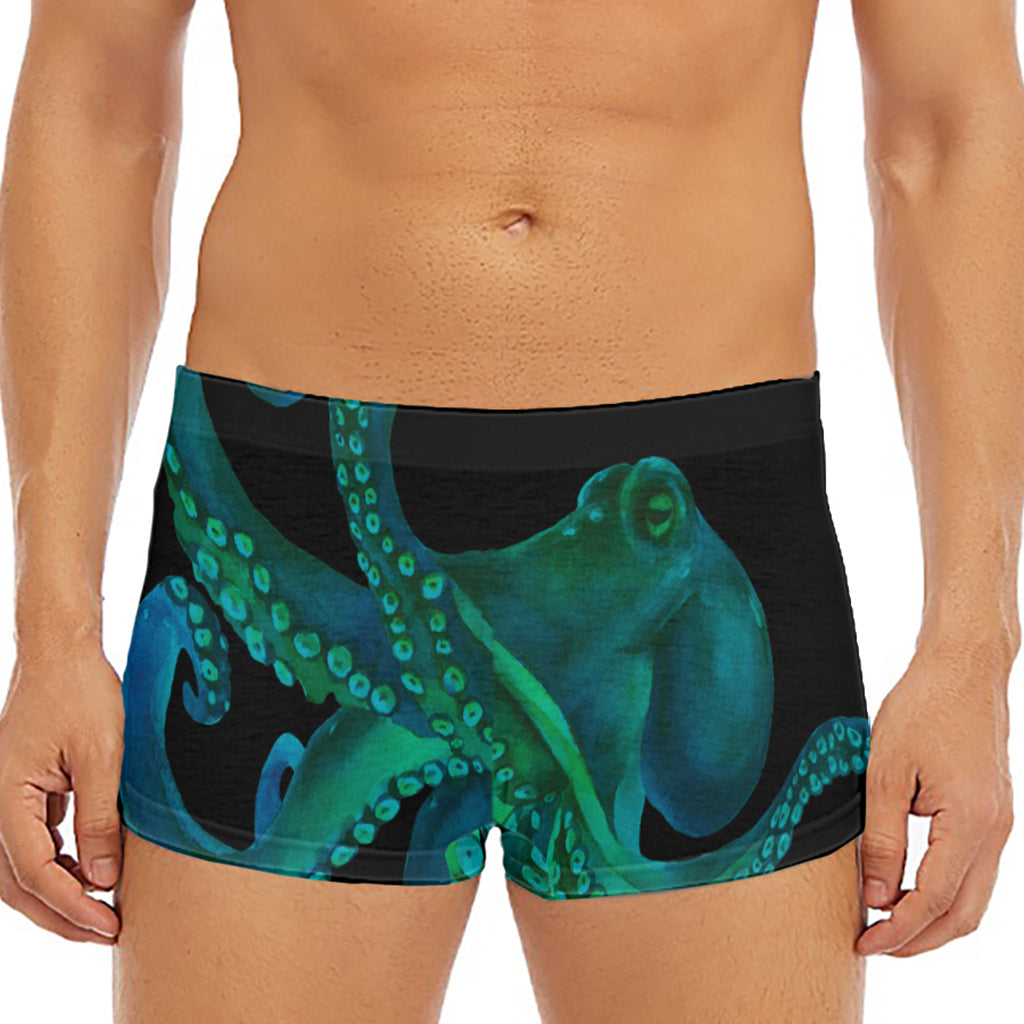 Watercolor Octopus Print Men's Short Boxer Briefs
