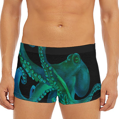 Watercolor Octopus Print Men's Short Boxer Briefs