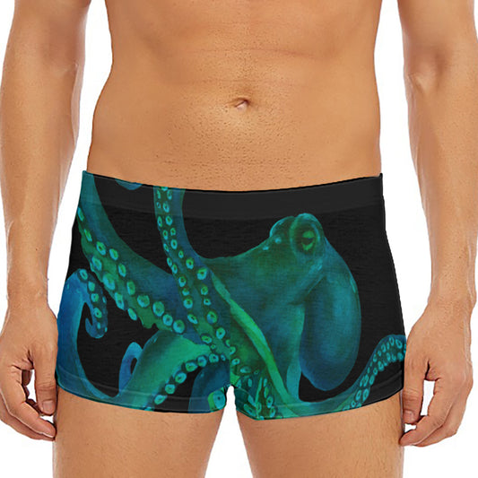 Watercolor Octopus Print Men's Short Boxer Briefs