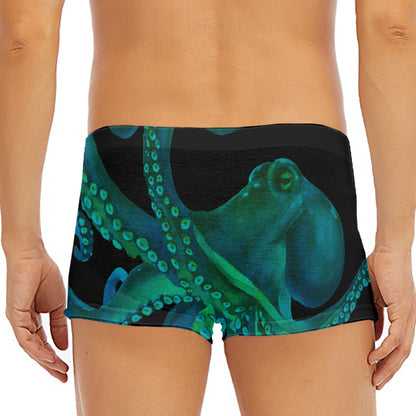 Watercolor Octopus Print Men's Short Boxer Briefs