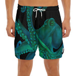 Watercolor Octopus Print Men's Split Running Shorts