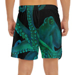 Watercolor Octopus Print Men's Split Running Shorts