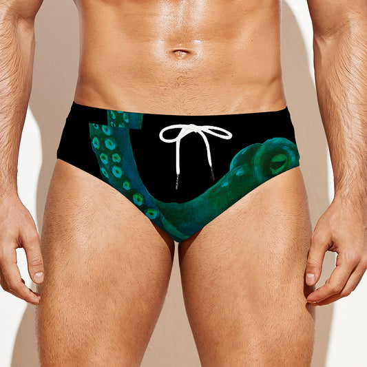Watercolor Octopus Print Men's Swim Briefs