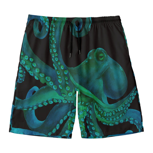 Watercolor Octopus Print Men's Swim Trunks