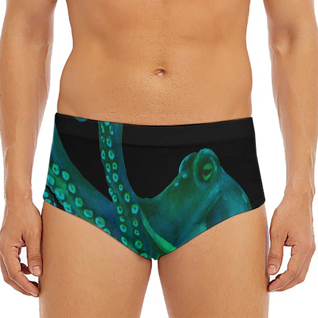 Watercolor Octopus Print Men's Triangle Swim Briefs
