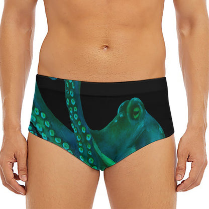 Watercolor Octopus Print Men's Triangle Swim Briefs