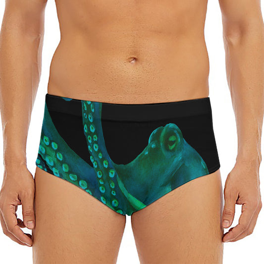 Watercolor Octopus Print Men's Triangle Swim Briefs