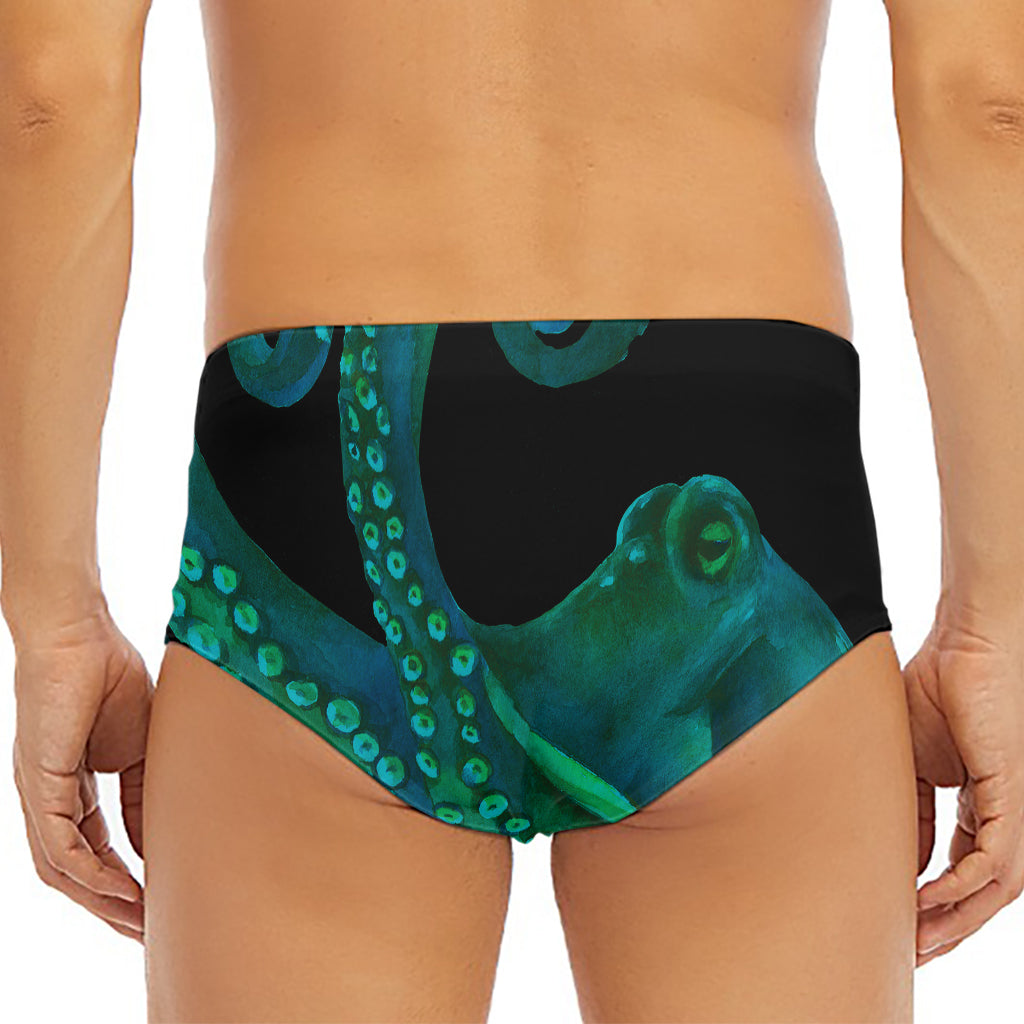 Watercolor Octopus Print Men's Triangle Swim Briefs