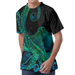 Watercolor Octopus Print Men's Velvet T-Shirt